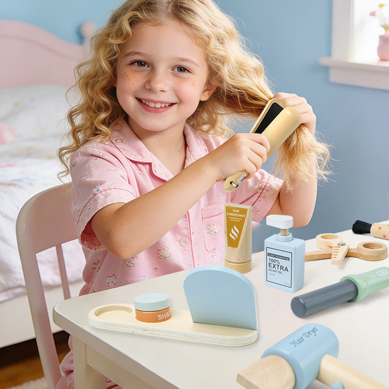 Montessori Holz-Friseurset für Kinder – Rollenspielzeug für Kleinkinder